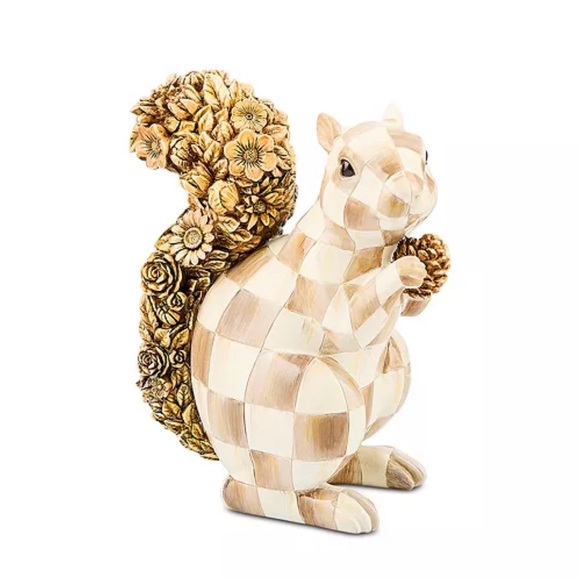 MacKenzie-Childs Mocha Check Squirrel Figurine - Picture 1 of 2